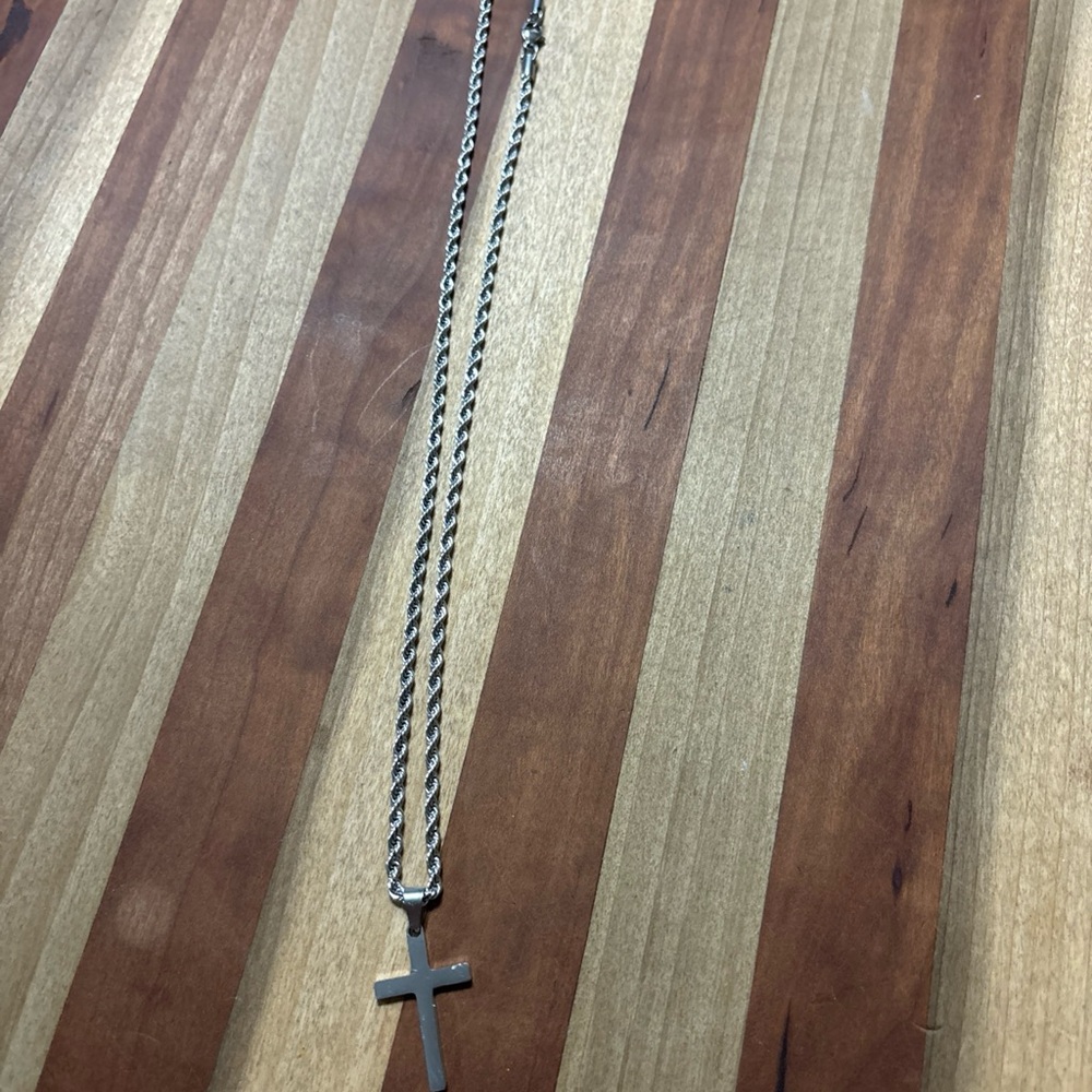 Men's Silver Cross Pendant Necklace